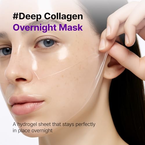 Super Glow Deep Collagen Hydrogel Mask 1.48 oz ¡¿ 8 Sheets, 5,000,000ppb Hydrolyzed Collagen, Elasticity, Wrinkle Care & Radiance, Overnight K-Beauty Mask (8 Count (Pack of 1)) Sold by Pharmeus
