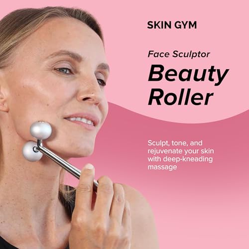 SKIN GYM Face Sculptor Beauty Roller, Stainless Steel Facial Massager for Lifting, Toning, and Sculpting
