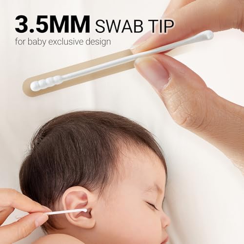 SEEDNUR Organic Baby Cotton Swabs - 400 Pcs Dual-Tip Ear Cleaners