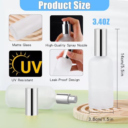 30 Pcs Glass Spray Bottle, 3.4 oz/100 ml Perfume Empty Bottles,Frosted Glass Spray Bottles, Clear Bottle with Sliver Fine Mist Sprayer,Refillable Container for Perfume Face Body Travel(Sliver)