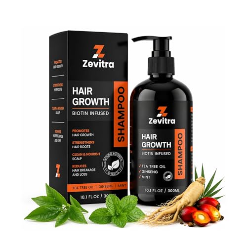 Biotin Hair Growth Shampoo with Tea Tree, Ginseng & Rosemary for Thinning Hair - 10.1 FL OZ / 300 ML