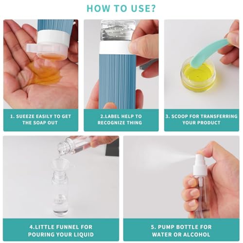 18-Pack TSA Approved Silicone Travel Bottles Set - Leak Proof Toiletry Containers