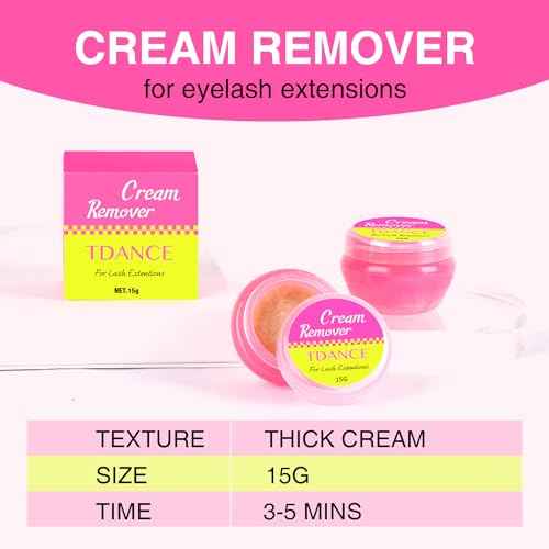 TDANCE Cream Lash Remover for Lash Extensions, Lash Extension Remover, Low Irritation Cream for Sensitive Skin, Professional Eyelash Extension Remover for Salon(Lash Remover,15g)