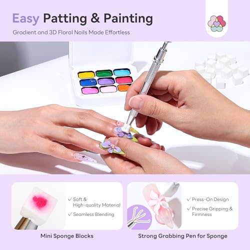 SAVILAND 3D Patting Gel Polish Kit - 9 Colors & Flower Molds