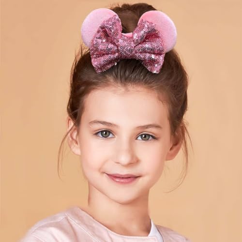 6 Pack Mouse Ear Sequin Scrunchies with Velvet Bows