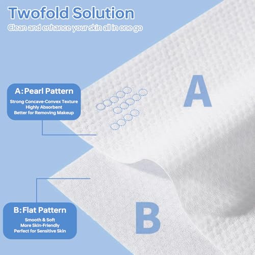 Disposable Face Towels 200 Count, Ultra Soft & Thick Facial Towels for Sensitive Skin, Biodegradable & Lint-Free Makeup Remover Dry Wipes, Multi-Purpose Cleansing Towelettes for Face Wipes