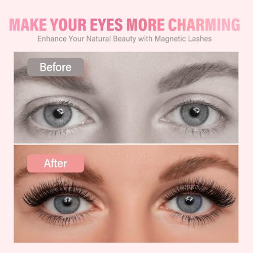 Magnetic Eyelashes with Easy Applicator, Natural Looking Magnetic Lashes for Daily & Special Events, Reusable False Eyelashes with Tool, Magnetic Eyelashes Natural Look That Lasts All Day