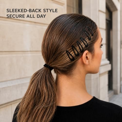 Black 2 Inch Hair Barrettes - 40 Pack Women & Girls Snap Hair Clips - Versatile & Strong Hold - Variation: Black