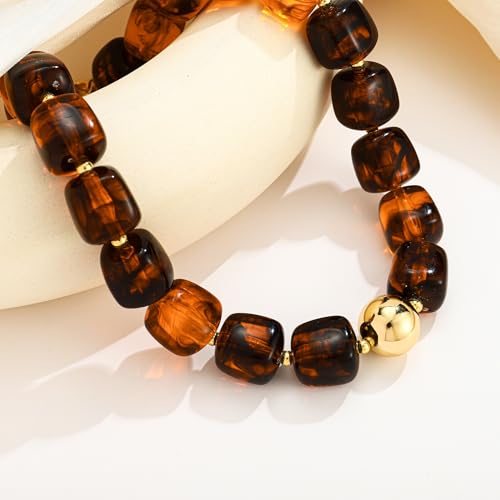 Boho Chunky Beaded Necklace for Women - Adjustable Choker