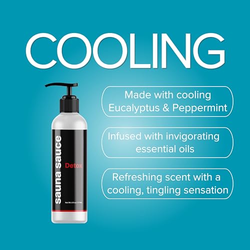 Sauna Sauce Detox ? All-Natural Sauna Lotion with Glutathione & Castor Oil, Cooling Eucalyptus Peppermint Lotion for Detox, Recovery & Longer Sauna Sessions (6 oz)
