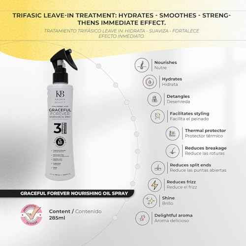 Kashia Beauty Graceful Forever Nourishing Oil Spray 9.6 oz ? Leave-In Three-Phase Treatment with Nano Technology ? Hydrating Detangler & Thermal Protector for Radiant Healthy Hair