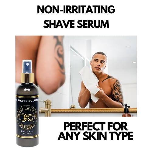 Black Widow Pro Shave Solution ? No-Mess Shave Spray Lotion with Hint of Mint, Hydrating Slick Shaving Lotion for Men & Women, Reduces Razor Burn & Skin Irritation for Smooth, Comfortable Shaves