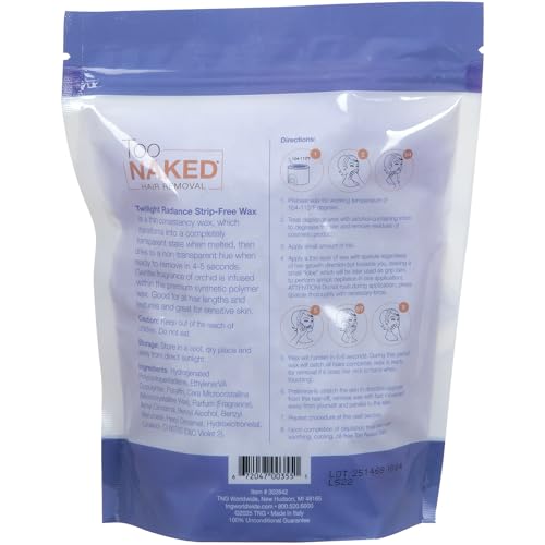 Too Naked Hair Removal Twilight Radiance Strip-Free Wax, Synthetic Formula with Thin Consistency, Hypoallergenic for Sensitive Areas, Orchid Scent, Unisex, 1 Lb.