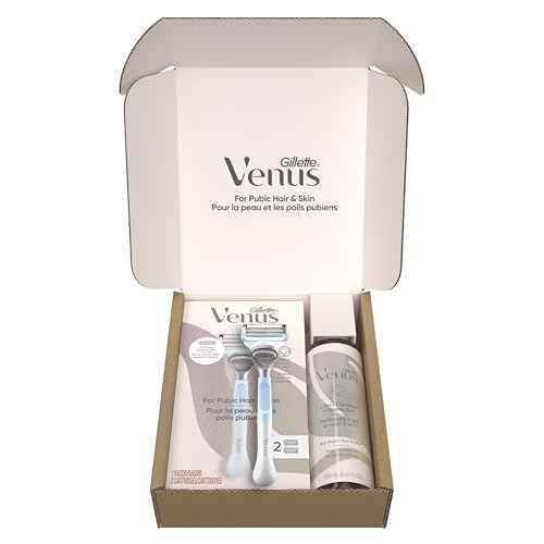 Gillette Venus for Pubic Hair and Skin Shaving Set, Women’s Razor, 1 Handle + 2 Blade Refills + 2-in-1 Cleanser, Holiday Gifts for Women