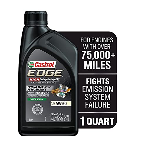 Castrol Edge High Mileage 5W-20 Advanced Full Synthetic Motor Oil, 1 Quart, Pack of 6