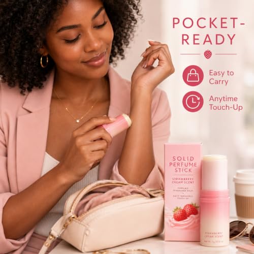Amavheaf Strawberry Cream Solid Perfume Stick - Portable Fragrance Balm for Daily Use