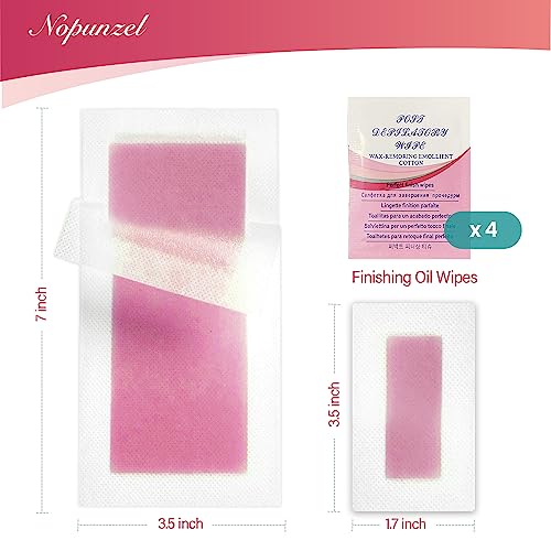 Wax Strips: 64 Waxing Strips - Hair Removal Wax - Brazilian Waxing - Waxing Kit for Women - Body Legs Arms Chest Bikini Back - Wax Kit At Home for Hair Removal - 4 Calming Oil Wipes - 2 sizes