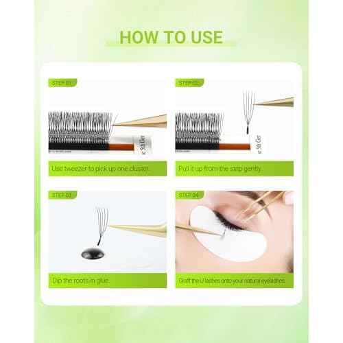 NAGARAKU U Eyelash Extensions Supplies 5D U Lash Easy Fan Russian Volume Crisscross Eyelashes Handwoven U Shaped Mesh Wispy Clusters 12 Rows Eye Lashes Matte Black - 0.07D Curl 8-15 Mix