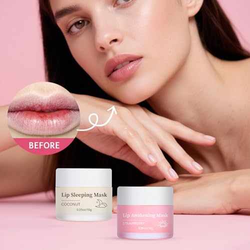 Strawberry Lip Mask & Sugar Scrub Set with Silicone Brush
