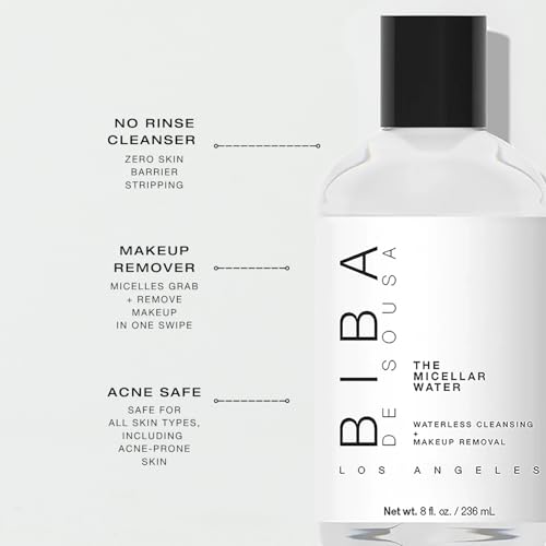 Biba De Sousa Micellar Water - No-Rinse Makeup Remover & Cleanser, 8oz