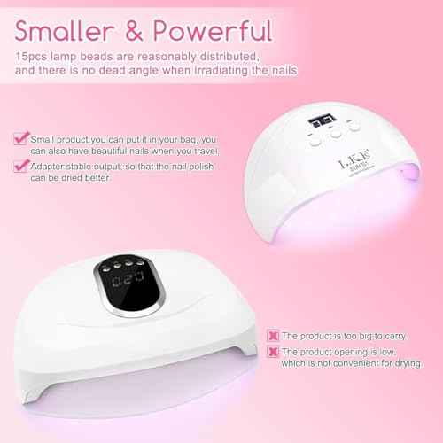 Wisdompark 72W UV LED Nail Lamp Dryer for Gel Polish with 15 Beads Curing lamp 3 Timer Settings & Auto Sensor, Professional Nail Light with LCD Touch Display
