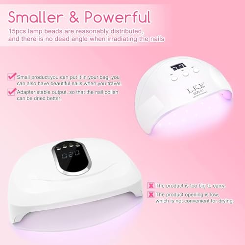 72W UV LED Nail Lamp Dryer for Gel Polish with Auto Sensor & LCD Display