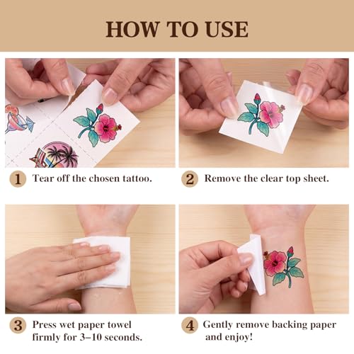 108-Count Glitter Hawaiian Tattoos – Pre-Cut Waterproof Temporary Tattoos