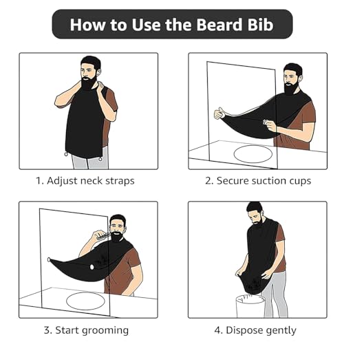 Football Beard Bib Apron, Beard Hair Catcher For Men Shaving, Waterproof With Suction Cups