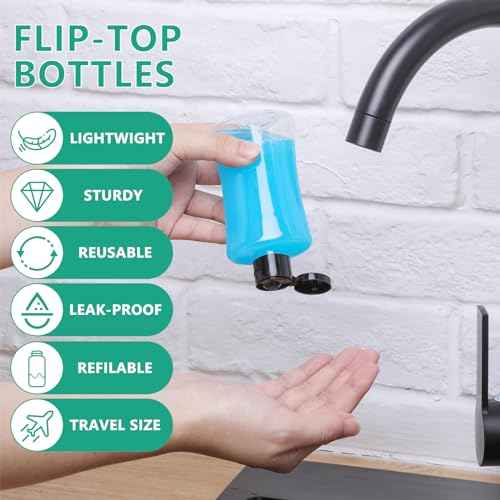 Domensi 12 Pcs 3.4 oz Travel Bottles with Flip Cap Clear Plastic Travel Size Containers Portable Leak Proof Squeeze Bottle Refillable Empty Cosmetic Containers for Liquid Shampoo Lotion