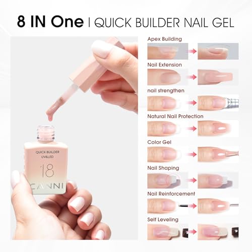 CANNI 6 Pcs Builder Nail Gel Set - Nude Pink Jelly UV LED Extension Gel
