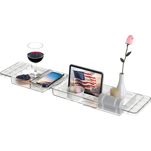 Expandable Bathtub Tray, Clear Anti-Slip Bath Caddy Fits up to 29.5"