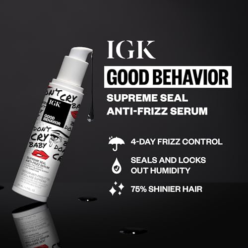 IGK Good Behavior Anti-Frizz Serum – 4-Day Frizz Control, 1.3 oz