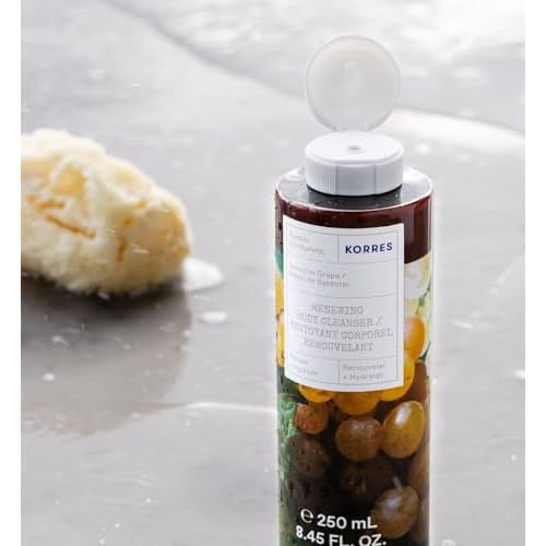 KORRES Renewing Body Cleanser, Santorini Grape, Foaming Shower Gel for Women & Men with Hydrating Greek Botanicals, Body Wash for Smooth Skin, Vegetarian & Cruelty Free, Made in Greece, 8.45 Fl Oz