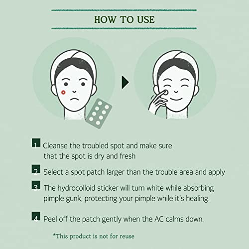 SKINFOOD Cica Clear Spot Patch (110count), Hydrocolloid AC Patch for Covering and Recovering Spot, Ultra Thin Clear Skin Sticker for Easy AC Care