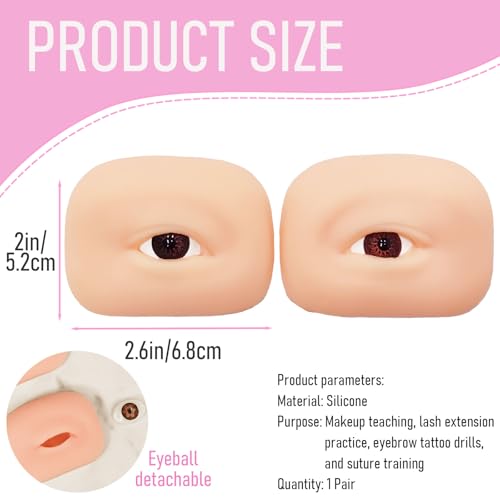 3D Silicone Eye Practice Model - Realistic Eyebrow & Lash Training Pair