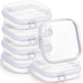 Sanwuta 6 Pack Clear Hard Zipper Cases - White, 5x5x2 Inch Storage Organizer
