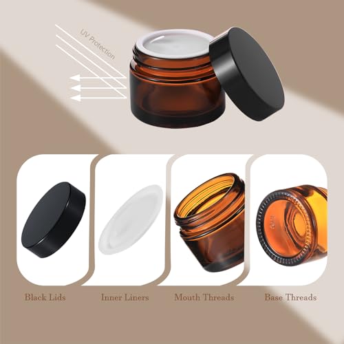 Lustervial 3pcs 4oz Amber Glass Jars with Airtight Lids - Light Block & Reusable
