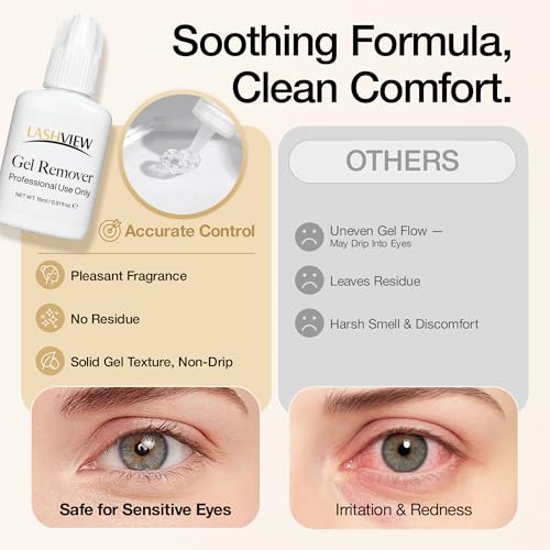 LASHVIEW Sensitive Lash Remover for Lash Extensions - Clear Eyelash Extension Remover Gel 15ml