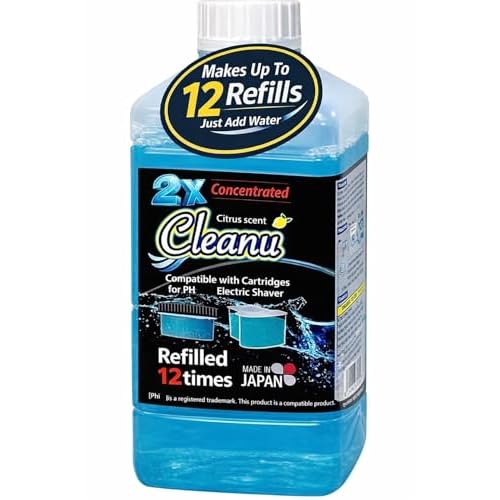 2X Concentrated Shaver Cleaning Solution Refill Compatible with Philips Norelco SmartClean & Quick Clean Pod Systems ? Makes Up to 12 Cartridge Refills, 1L (33.8 oz), Made in Japan