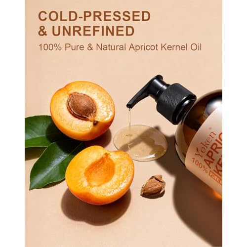 Cold Pressed Apricot Kernel Oil 16 fl oz Glass Bottle - Single Ingredient 100% Pure and Natural Apricot Oil, Lightweight Carrier & Massage Oil for Skin & Hair, Unscented & Hexane Free