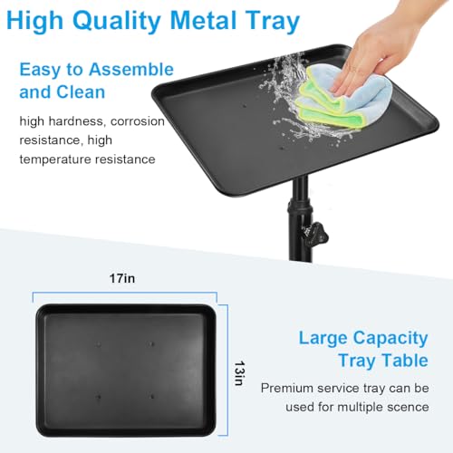 Salon Rolling Tray, Styling Tray Cart with 3pcs Hair Rack, Tattoo Tray Trolley Height Adjustable, Service Storage Tray Trolley for Beauty Salon Clinic Spa