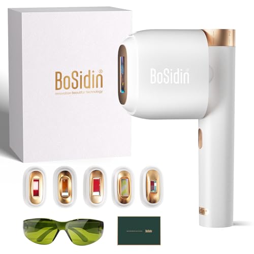 White BoSidin IPL Hair Removal Device with Ice-Cooling & Rejuvenation - 6+1 Modes, Painless at Home