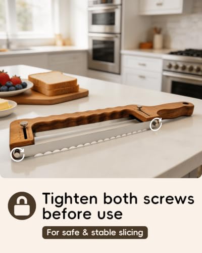 Solid Walnut Bow Knife & Lame Bread Slicing Set – Adjustable Guide