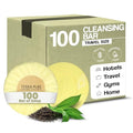 Terra Pure Travel Size Hotel Bar Soap 100 Count 0.6 oz Body Bars Guest Amenities for Hotels Vacation Rentals and Short Term Rentals Paraben Free Green Tea Scent Infused with Aloe and Olive Oil