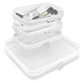 4PCS Clear Hard Zipper Case - Portable Organizer Pouches, Waterproof Plastic Cosmetic Bag,Travel Organizer Box for Cable, Make up Tools and Toiletries£¨White£©