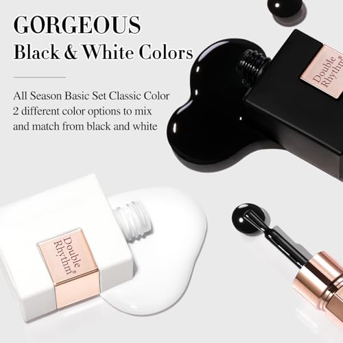 Double Rhythm Black & White UV LED Gel Nail Polish Set - 2 Pcs, 15ml