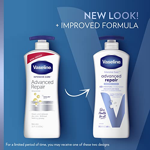 Vaseline Intensive Care Unscented Advanced Repair Body Lotion - Ultra-Hydrating & Intensive Care Body Lotion for Dry Skin Cocoa Radiant Lotion Made with Ultra-Hydrating