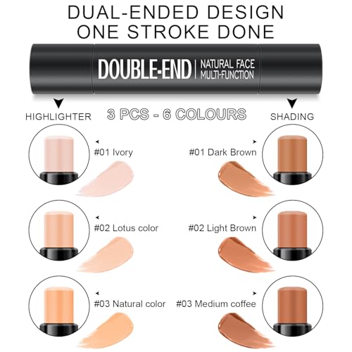 Contour Stick Makeup Kit, 6 Colors with Highlighter & Bronzer