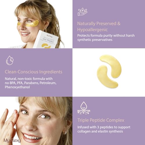 Under Eye Patches for puffy eyes and dark circles, Collagen & Peptides Skincare, Gold Eye Masks for dark circles and puffiness, Self Care Gifts for Women & Men, Under Eye Mask Patches-Gold 24 Pairs