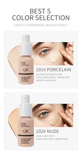 QIC Waterproof Matte Liquid Foundation - Oil Control & Hydrating